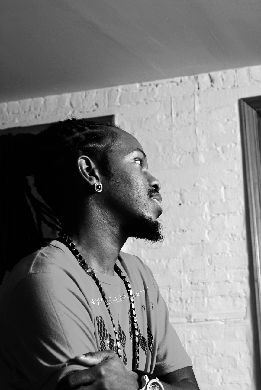 Portrait against White Brick Wall