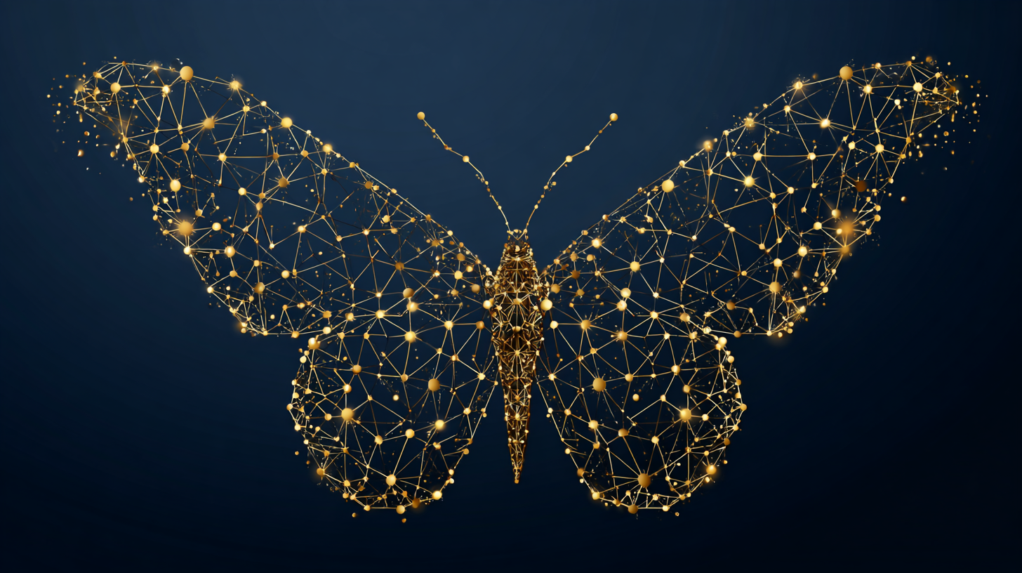 Abstract geometric monarch butterfly artwork