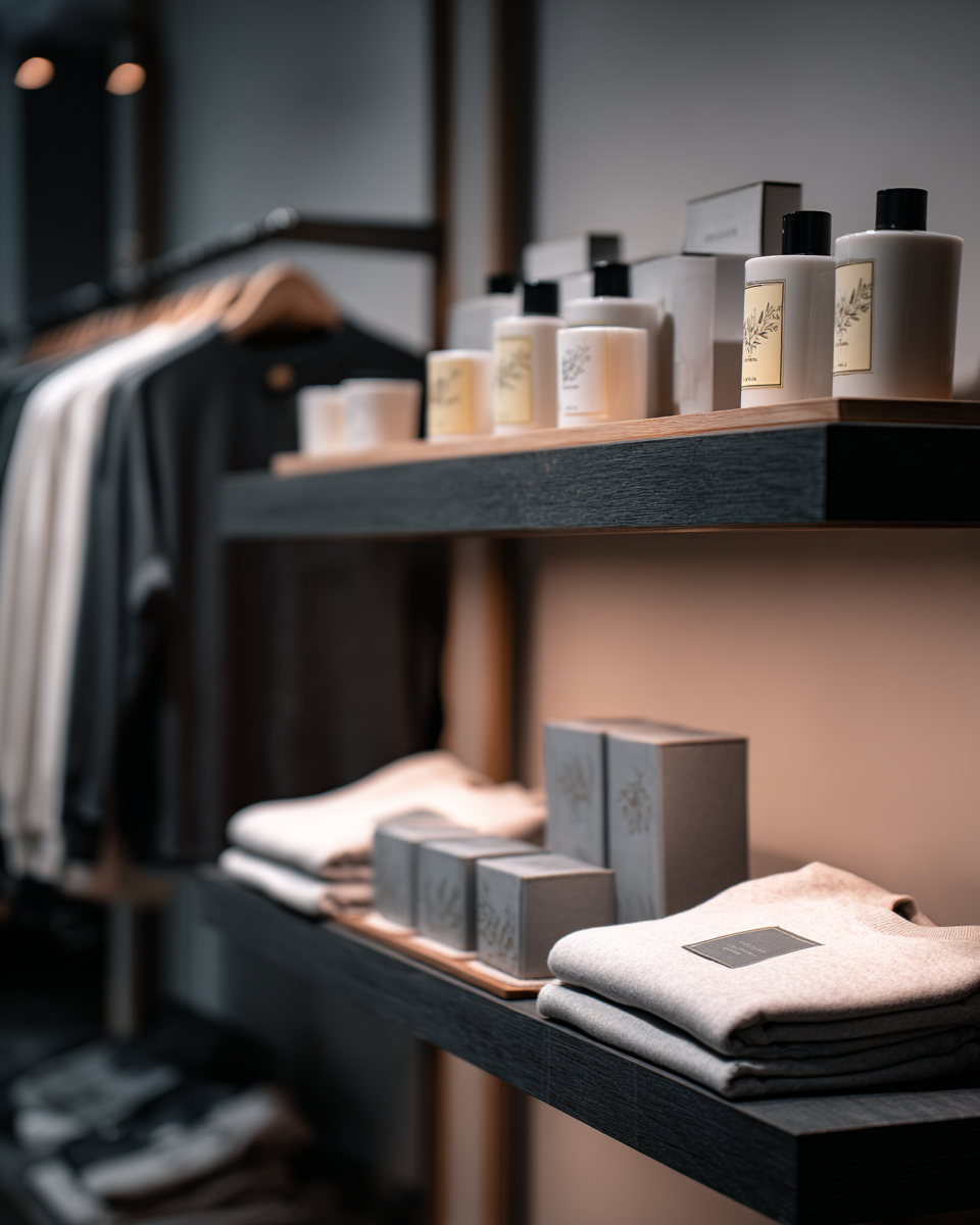 Elegant display of branded promotional merchandise