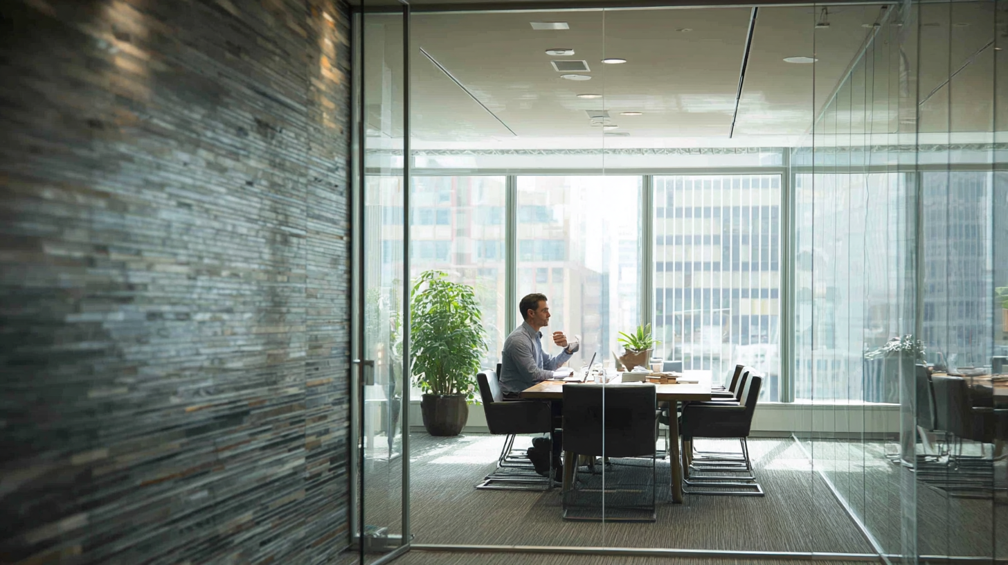 A private meeting room ready for a client conversation