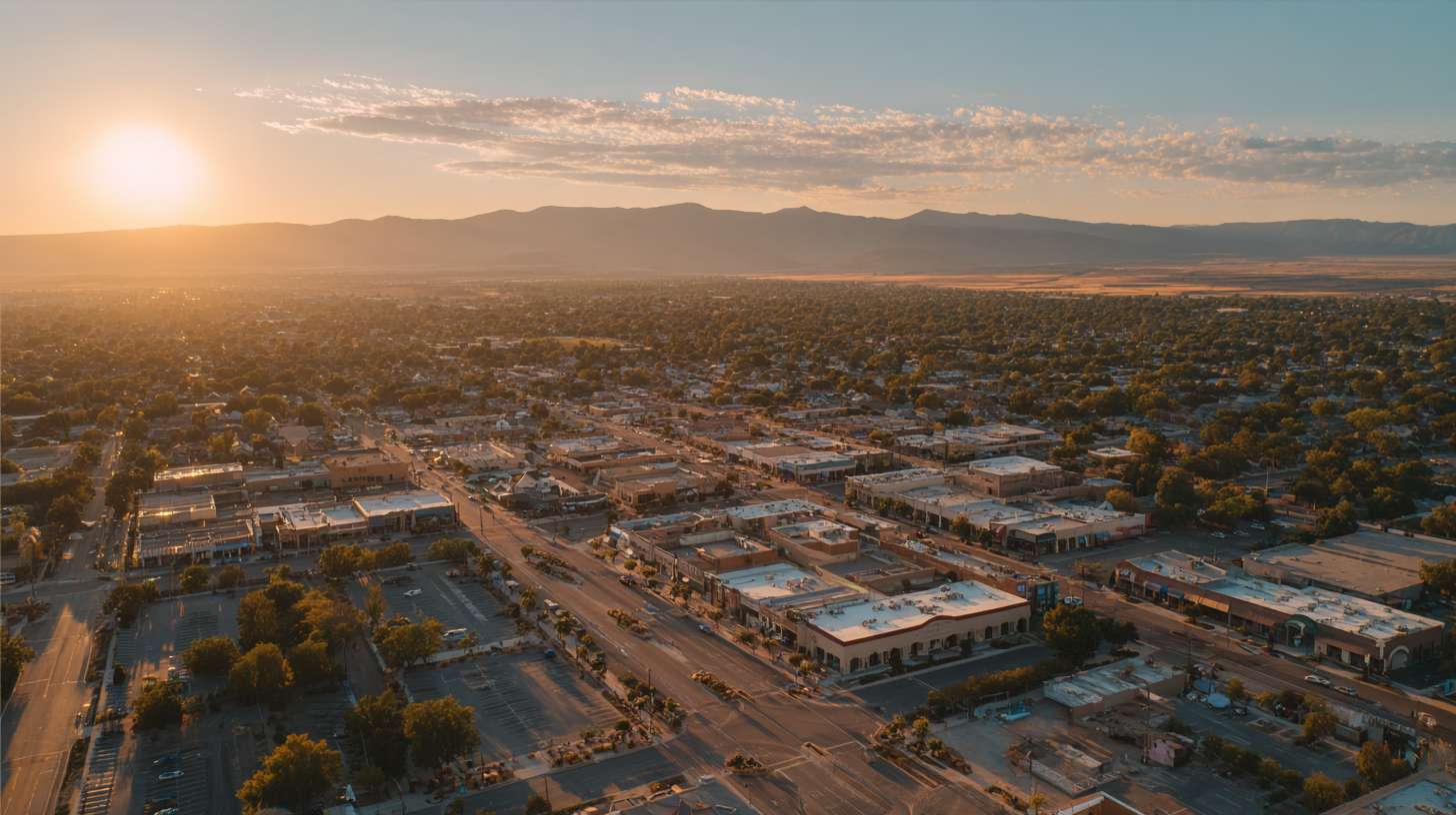 Aerial view of a thriving community district