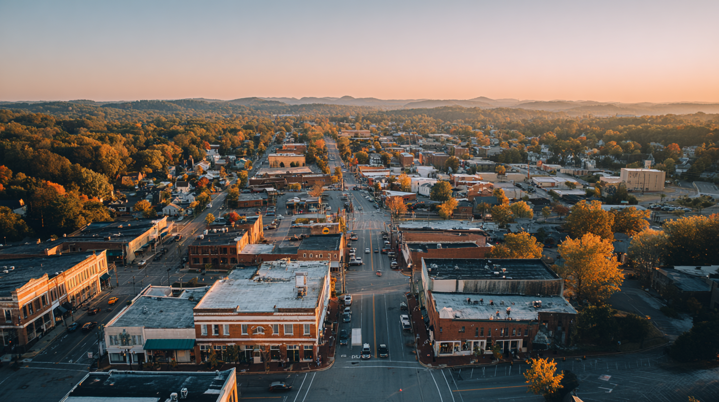 Aerial view of a thriving community district